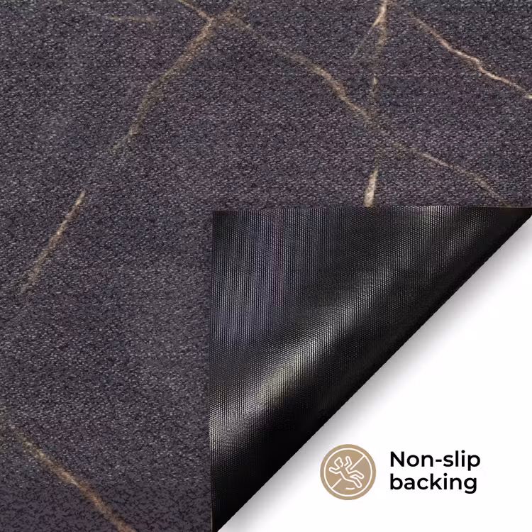Textuur - Gouden lijnen - Abstract - Modern - Zwart Deurmat klein -antislip_EN