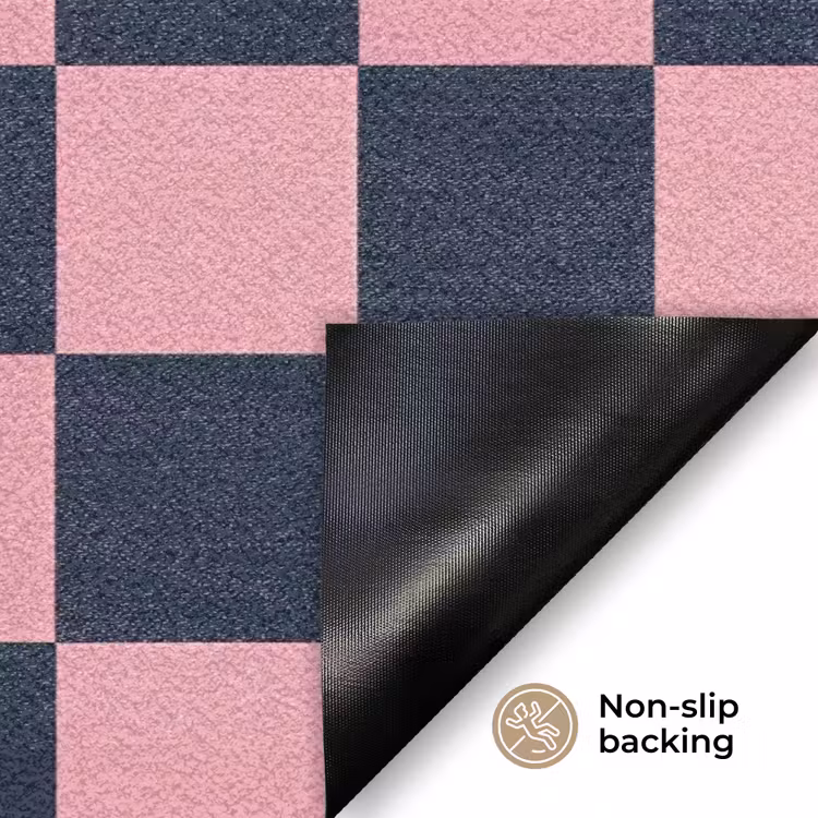 Traditioneel - Patroon - Blauw - Roze Deurmat klein 898 -antislip_EN