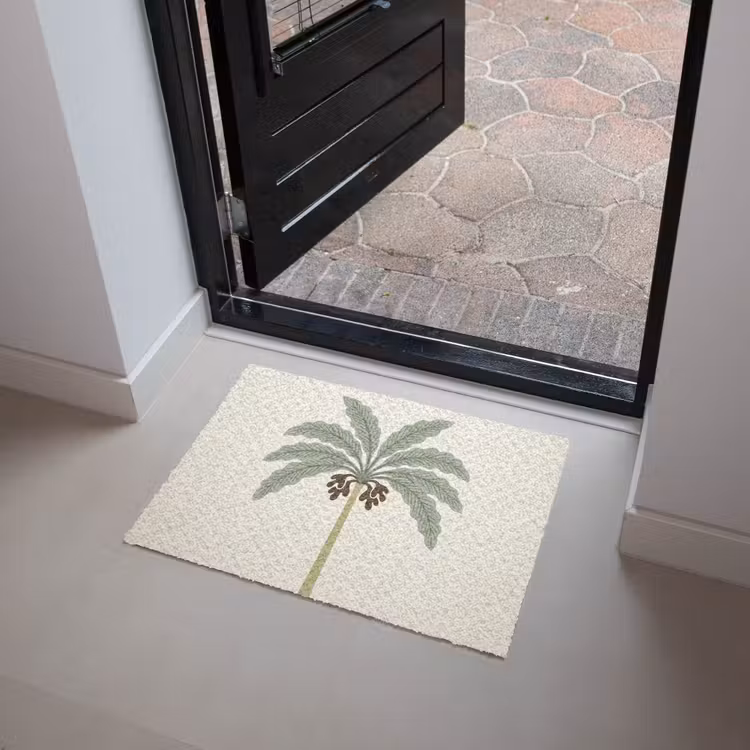 Boom - Bladeren - Groen - Decoratief - Beige Deurmat klein -sfeer5