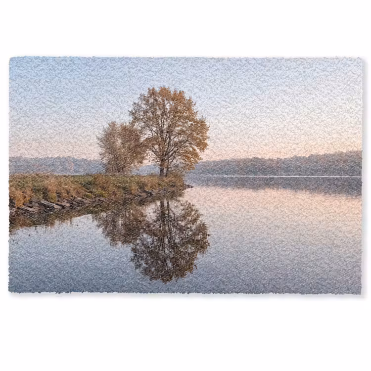 Bomen - Reflectie - Water - Zonsopgang - Serene Deurmat klein -zkaufland3d
