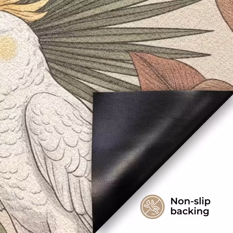 Tropisch - Vogels - Beige Deurmat klein -antislip_EN