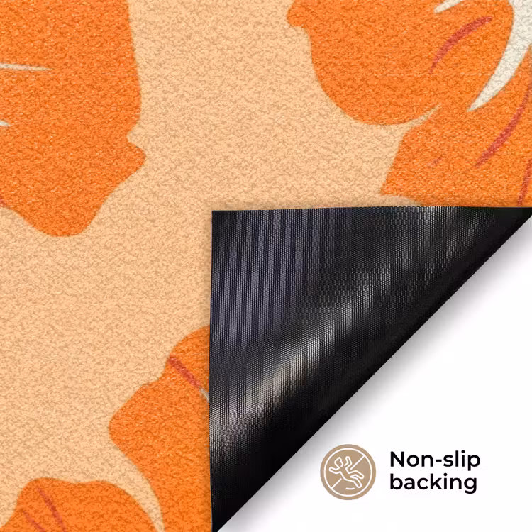 Tropisch - Hibiscus - Oranje Deurmat klein 898 -antislip_EN
