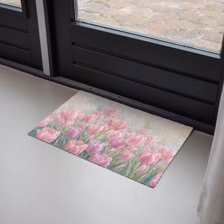 Tulpen - Veld - Lente - Roze Deurmat klein -sfeer2