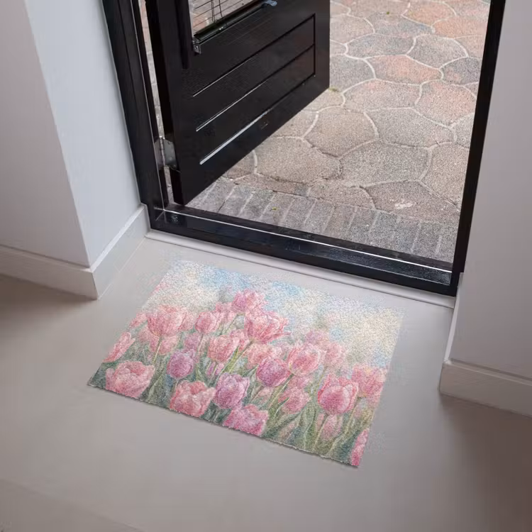 Tulpen - Veld - Lente - Roze Deurmat klein -sfeer5