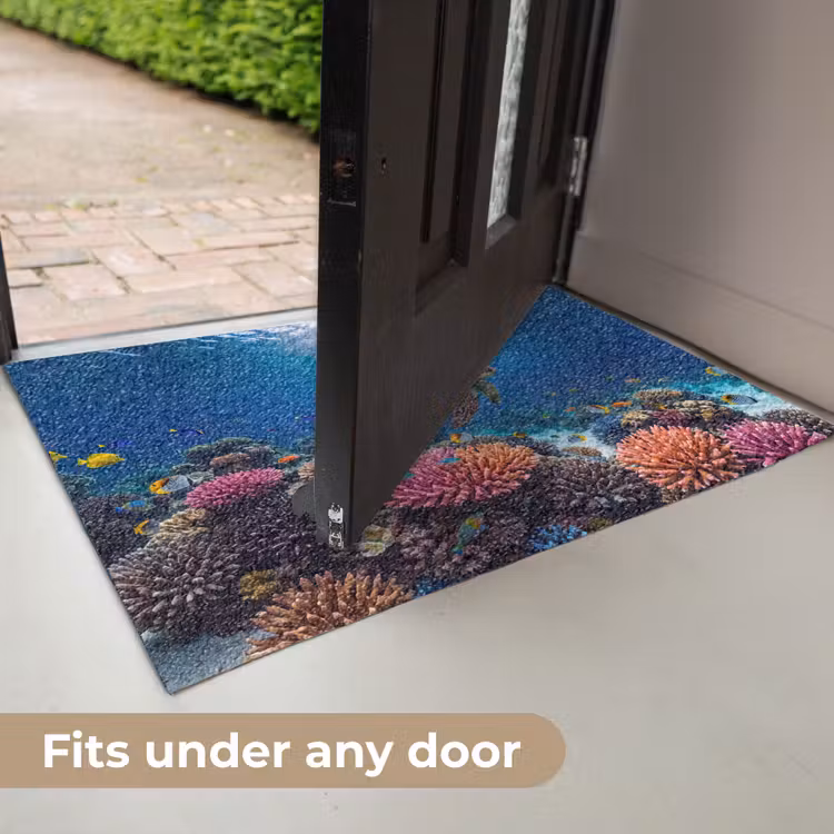 Schildpad - Koraalrif - Oceaan - Dieren - Blauw Deurmat klein -USP_EN