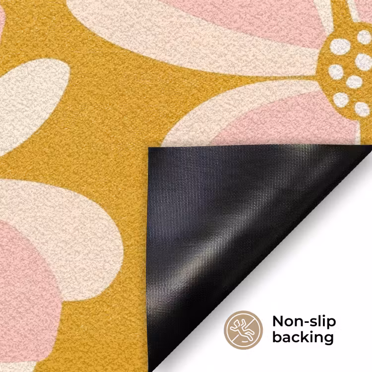 Vintage - Bloemen - Okergeel Deurmat klein 898 -antislip_EN
