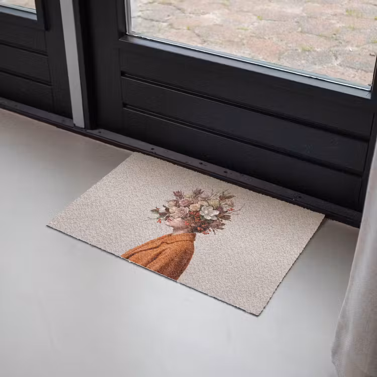 Gezicht - Boeket - Kleurrijk Deurmat klein -sfeer2