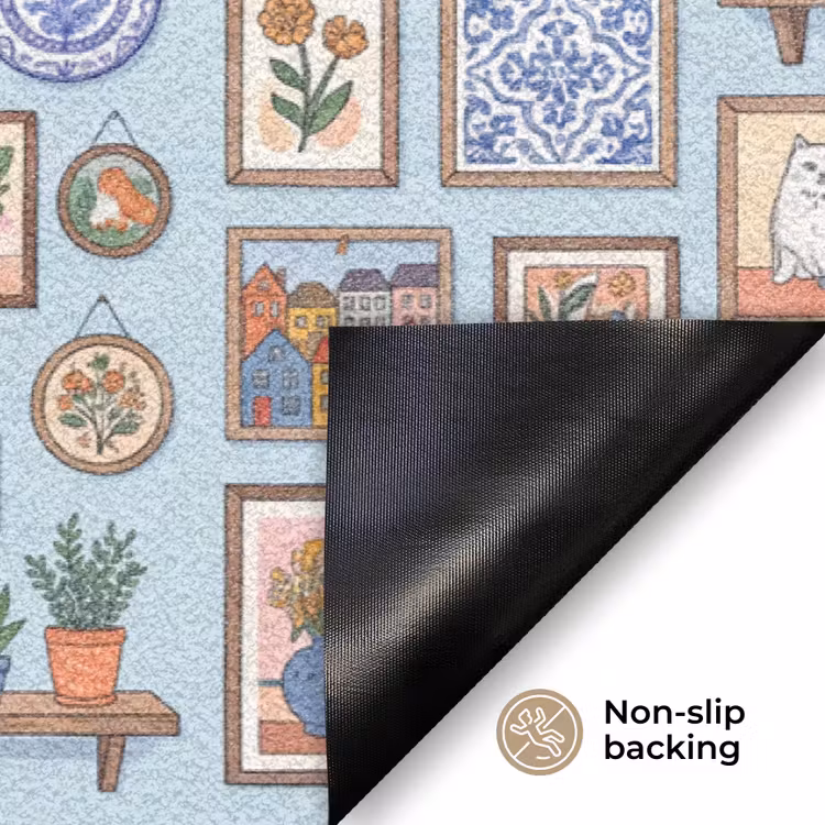Wanddecoratie - Collectie - Huis - Illustratief - Kleurrijk Deurmat klein -antislip_EN