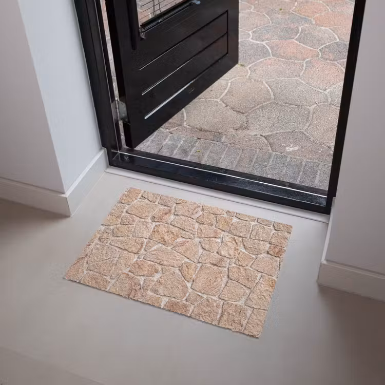 Muur - Steen - Patroon - Rustiek - Beige Deurmat klein -sfeer5