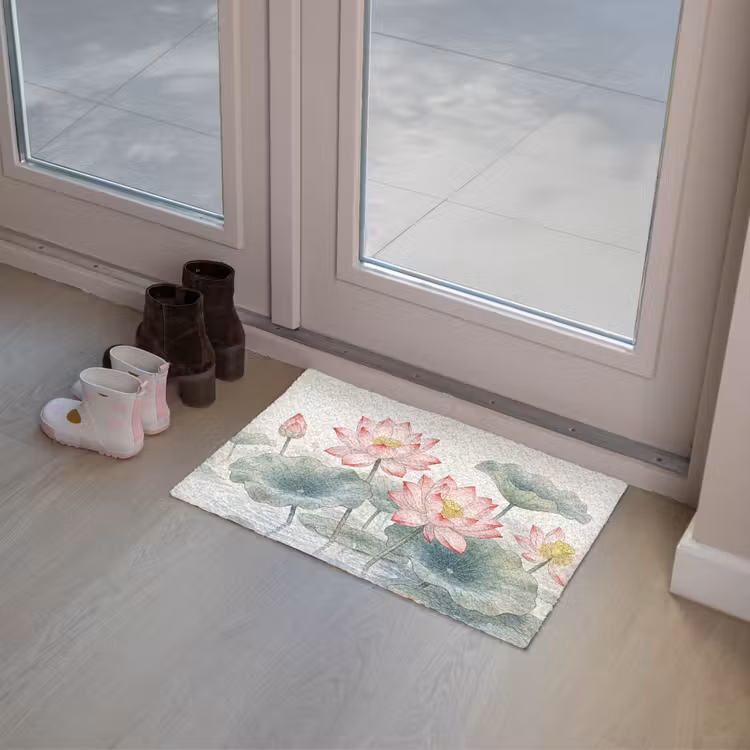 Aquarel - Lotusbloemen - Kleurrijk Deurmat klein -sfeer3