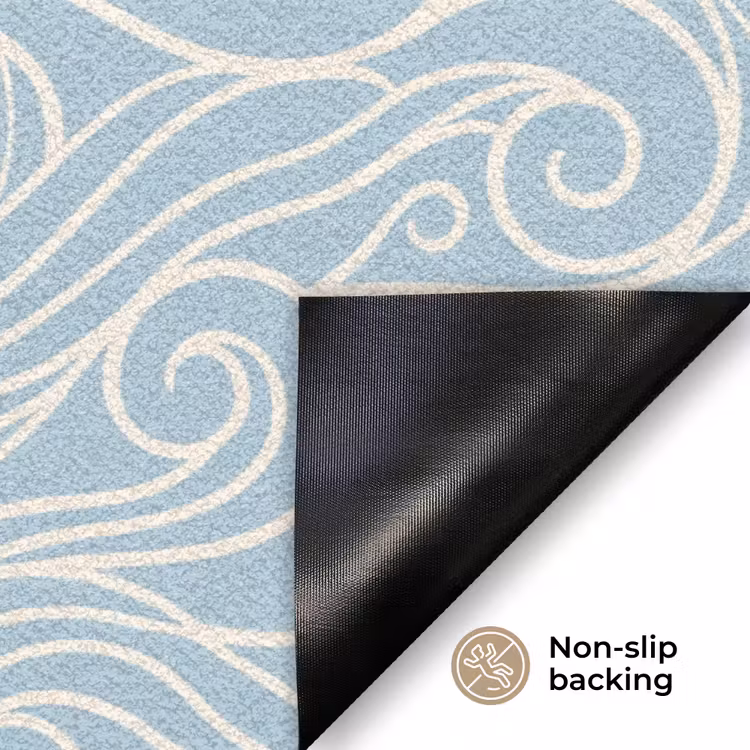 Golf - Abstract - Natuur - Modern - Blauw Deurmat klein -antislip_EN