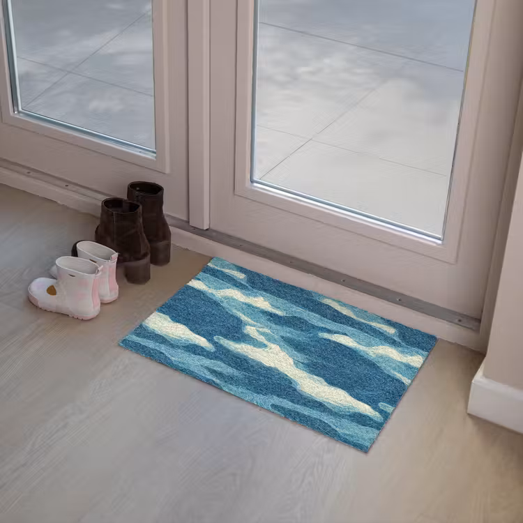 Golven - Abstract - Patroon - Blauw - Wit Deurmat klein 898 -sfeer3