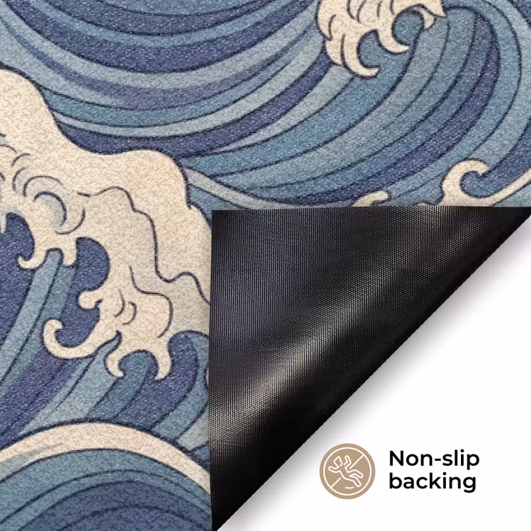 Golven - Zee - Natuur - Abstract - Blauw Deurmat klein -antislip_EN