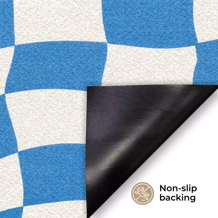 Golvend - Patroon - Blauw Deurmat klein 898 -antislip_EN