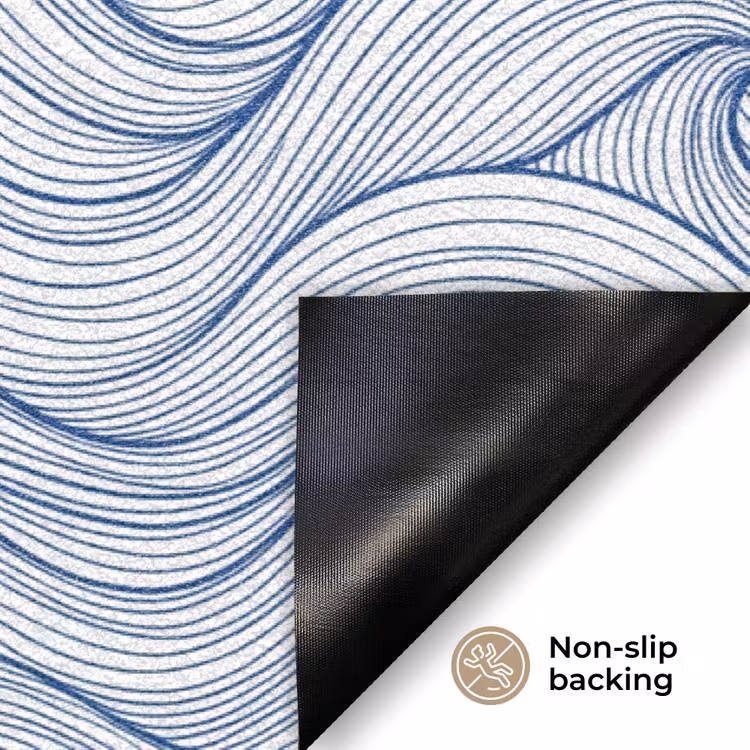 Walvis - Staart - Golven - Lijntekening - Blauw Deurmat klein -antislip_EN