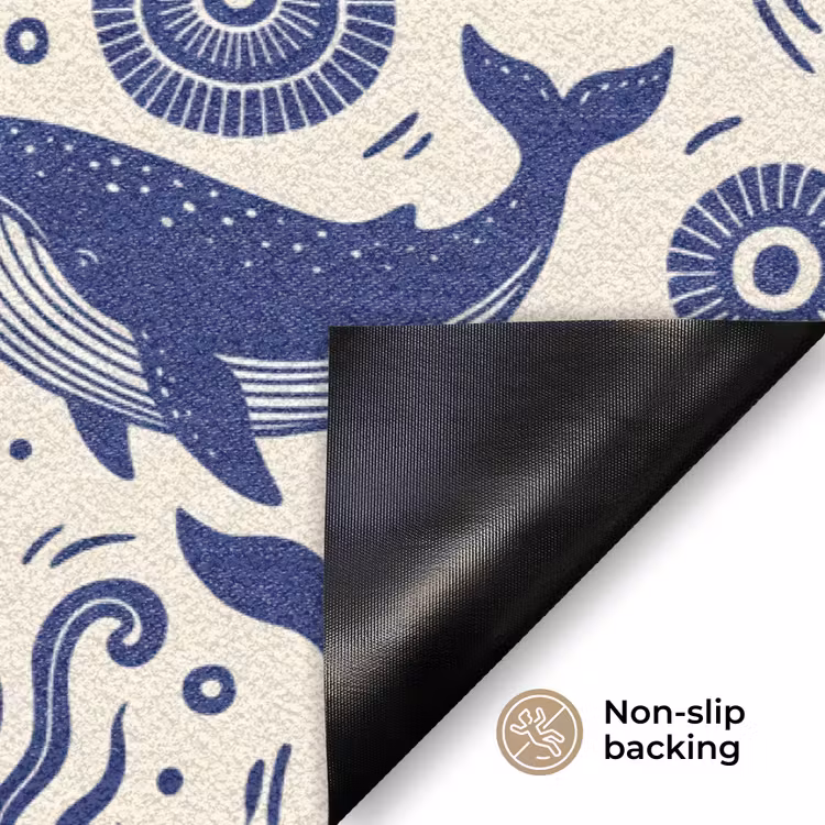 Walvis - Onderwater - Dieren - Abstract - Blauw Deurmat klein -antislip_EN