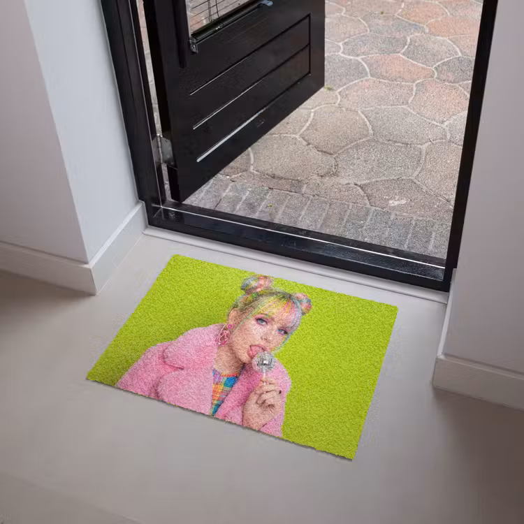 Vrouw - Kleurrijk haar - Pop art - Modern - Levendig Deurmat klein -sfeer5