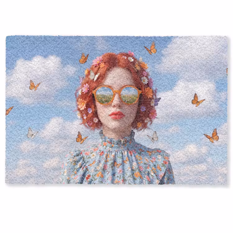 Vrouw - Bloemen - Zomer - Portret - Kleurrijk Deurmat klein -zkaufland3d