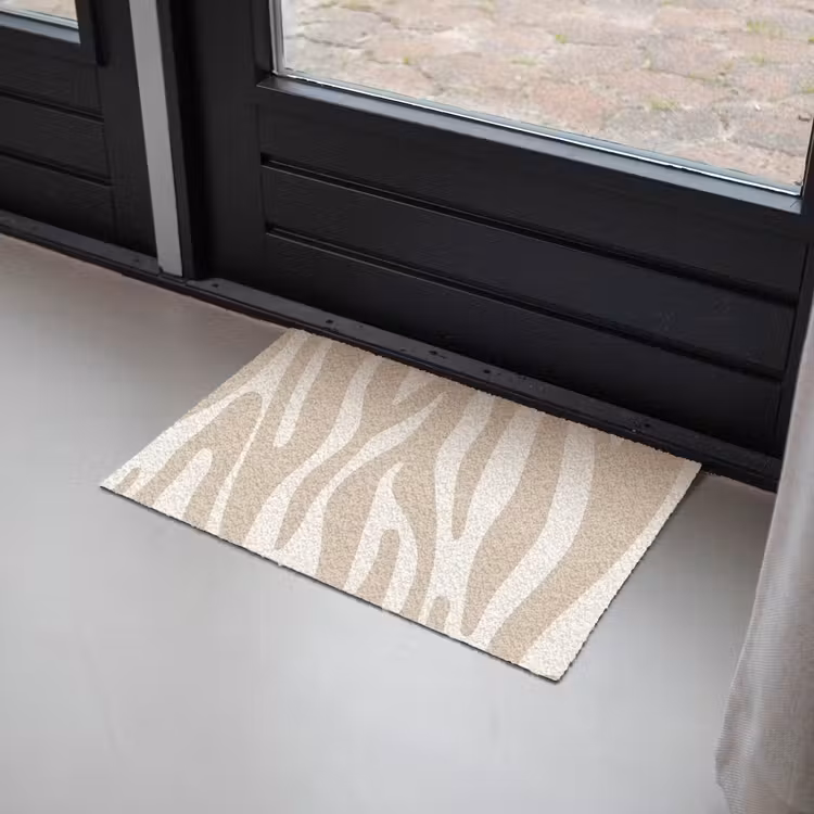 Zebraprint - Beige - Wit - Dierenprint Deurmat klein -sfeer2