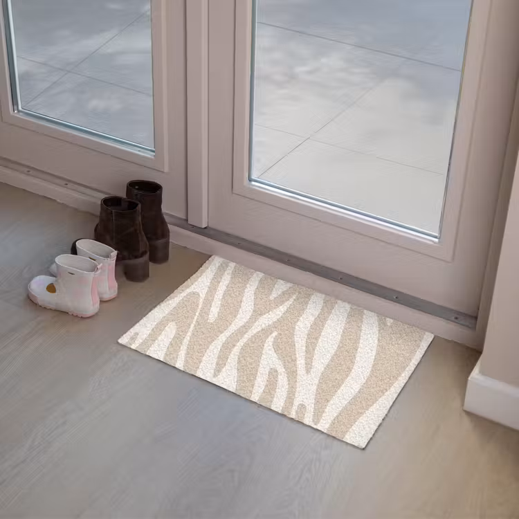 Zebraprint - Beige - Wit - Dierenprint Deurmat klein -sfeer3