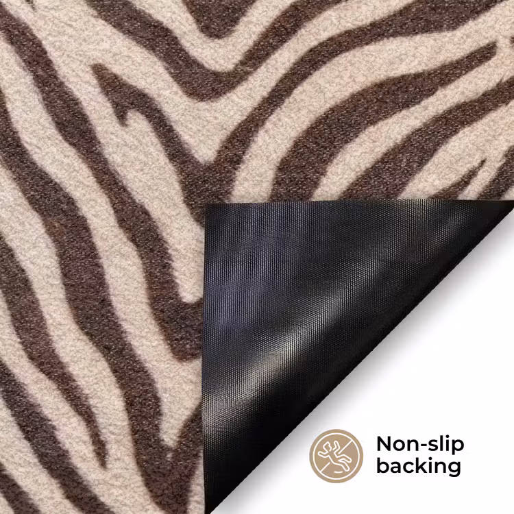 Zebra - Strepen - Bruin Deurmat klein -antislip_EN