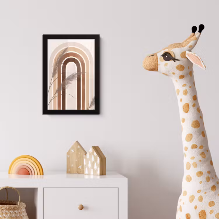 Abstract - Bogen - Plant - Boho - Beige fotolijst zwart zonder passe partout klein -usfeer4_kinderkamer