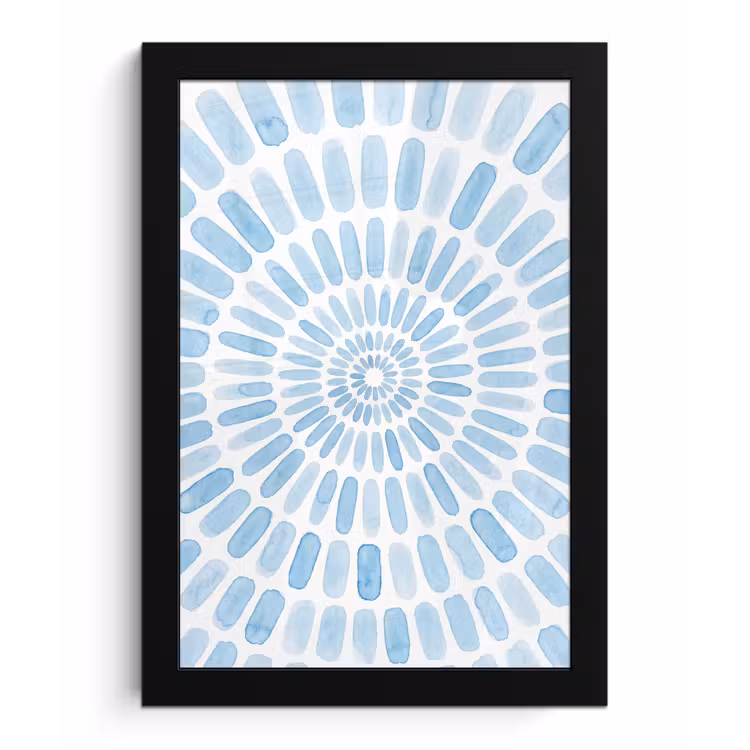 Abstract - Vormen - Kunst - Aquarel - Blauw fotolijst zwart zonder passe partout klein -3d