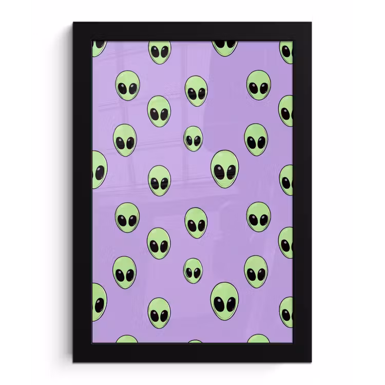 Alien - Retro - Lila fotolijst zwart zonder passe partout klein 224 -3d