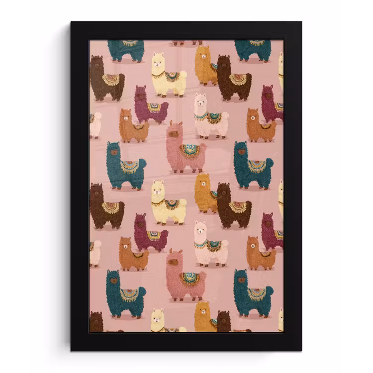 Alpaca's - Patroon - Kleurrijk fotolijst zwart zonder passe partout klein 224 -3d