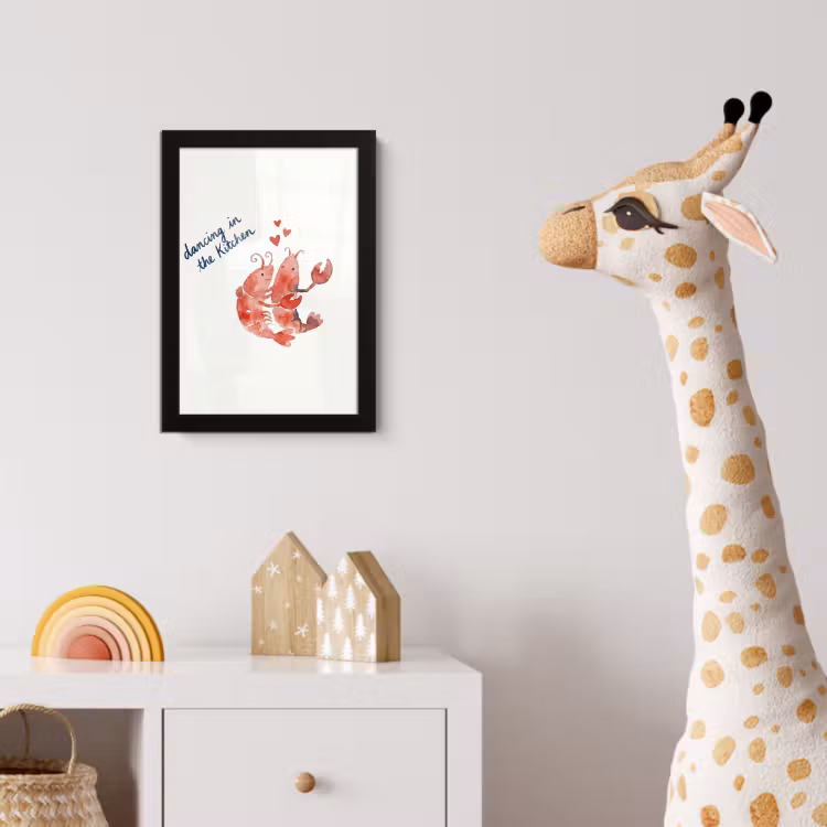 Dier - Dans - Liefde - Waterverf - Rood fotolijst zwart zonder passe partout klein -usfeer4_kinderkamer