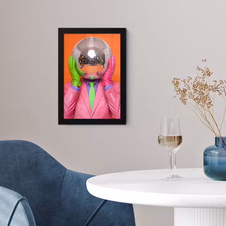 Kunst - Disco bal - Kleurrijk - Modern - Studio fotolijst zwart zonder passe partout klein -sfeer4