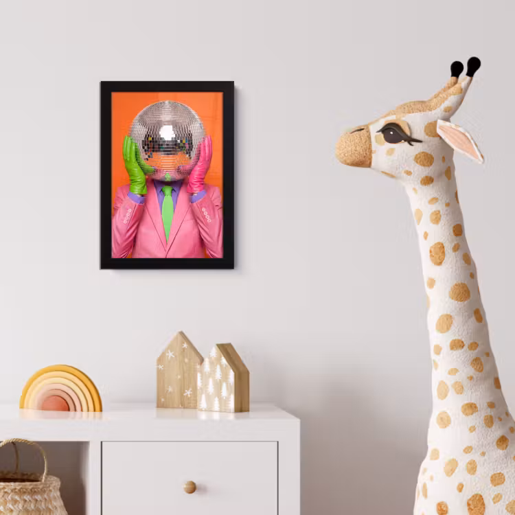 Kunst - Disco bal - Kleurrijk - Modern - Studio fotolijst zwart zonder passe partout klein -usfeer4_kinderkamer
