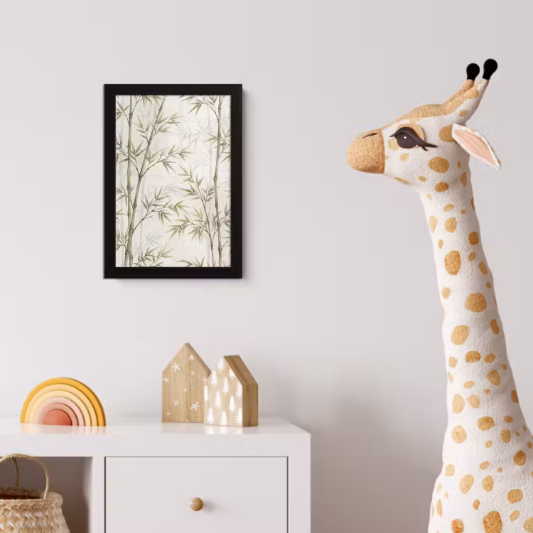 Bamboe - Bladeren - Natuur - Aquarel - Groen fotolijst zwart zonder passe partout klein -usfeer4_kinderkamer