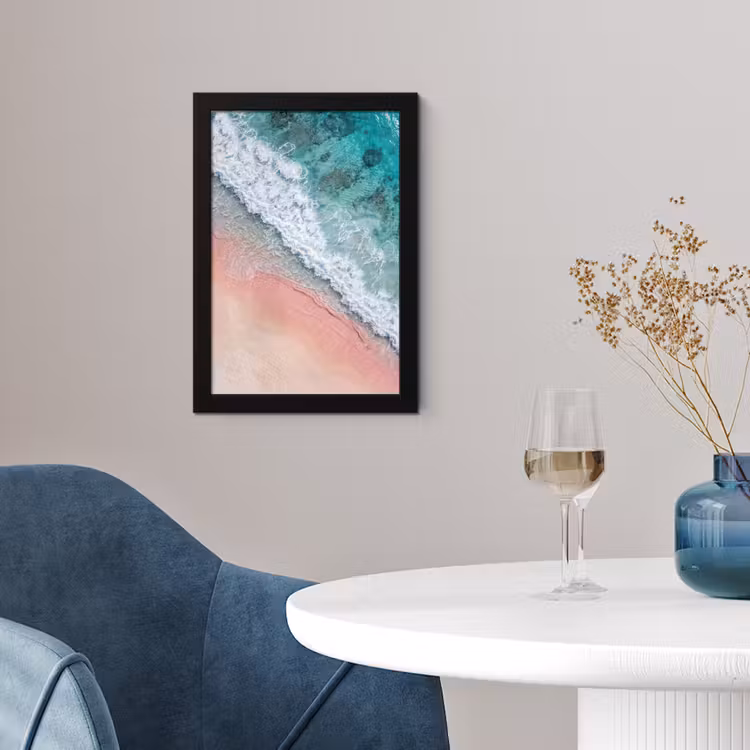 Strand - Oceaan - Golven - Roze Zand - Natuur fotolijst zwart zonder passe partout klein -sfeer4