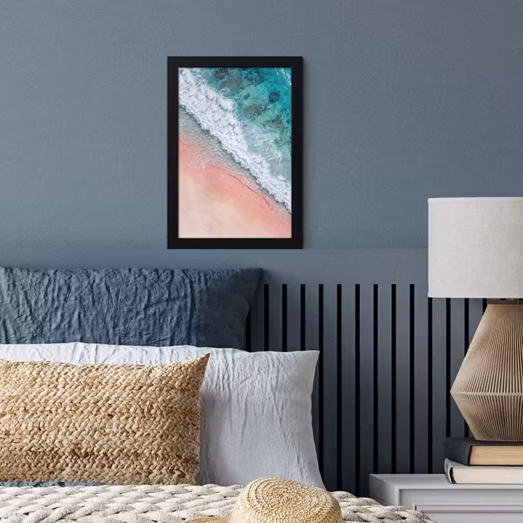 Strand - Oceaan - Golven - Roze Zand - Natuur fotolijst zwart zonder passe partout klein -sfeer3