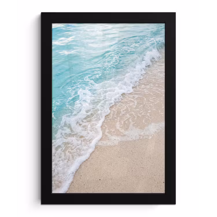Strand - Zee - Golf - Natuur - Blauw fotolijst zwart zonder passe partout klein -3d