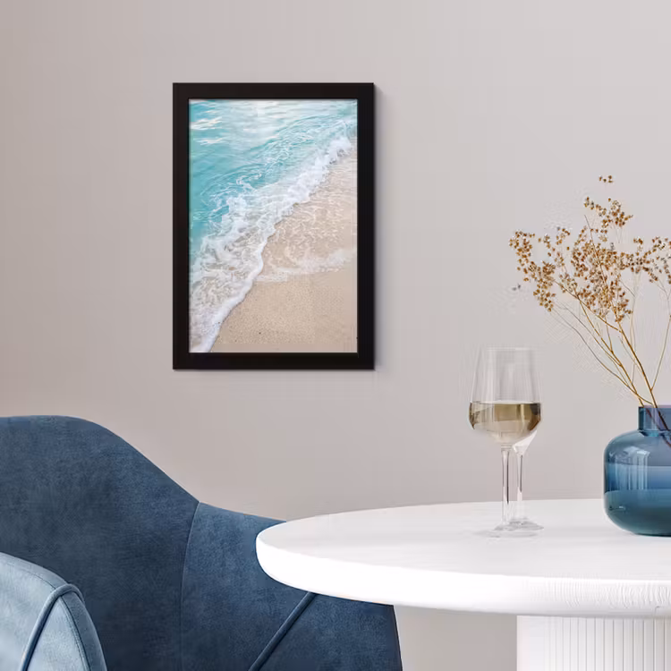 Strand - Zee - Golf - Natuur - Blauw fotolijst zwart zonder passe partout klein -sfeer4