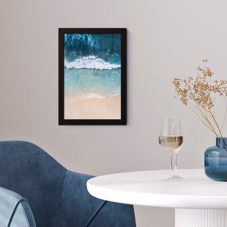Strand - Zee - Golven - Natuur - Blauw fotolijst zwart zonder passe partout klein -sfeer4