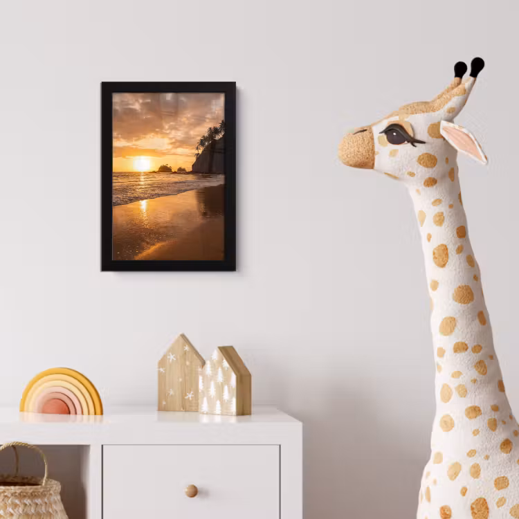 Strand - Zonsondergang - Natuur - Tropisch - Oranje fotolijst zwart zonder passe partout klein -usfeer4_kinderkamer