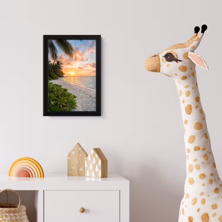 Strand - Zonsondergang - Palmbomen - Tropisch - Natuur fotolijst zwart zonder passe partout klein -usfeer4_kinderkamer