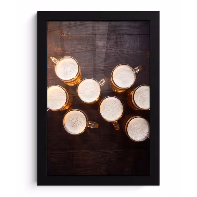 Bier - Glazen - Schuim - Hout - Drank fotolijst zwart zonder passe partout klein -3d