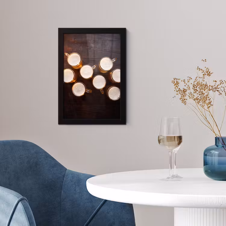 Bier - Glazen - Schuim - Hout - Drank fotolijst zwart zonder passe partout klein -sfeer4