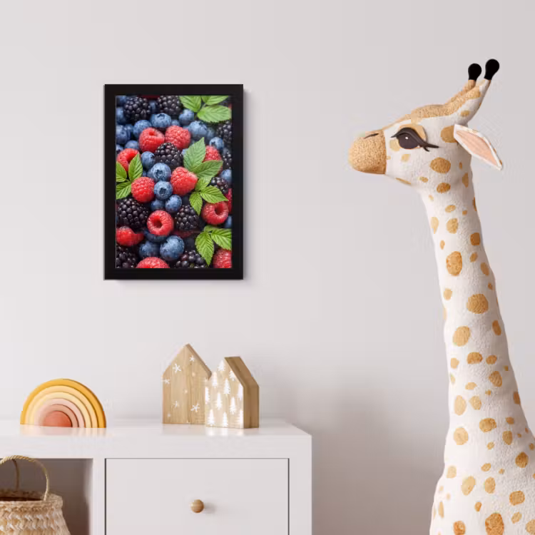 Bessen - Vers - Waterdruppels - Kleurrijk - Eten fotolijst zwart zonder passe partout klein -usfeer4_kinderkamer