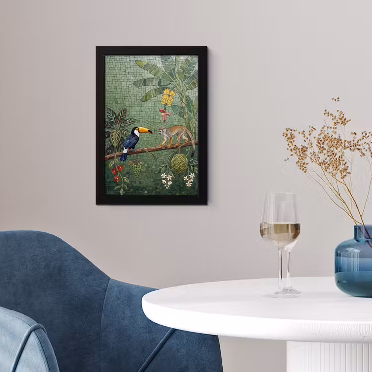 Vogel - Dier - Jungle - Mozaïek - Natuur fotolijst zwart zonder passe partout klein -sfeer4