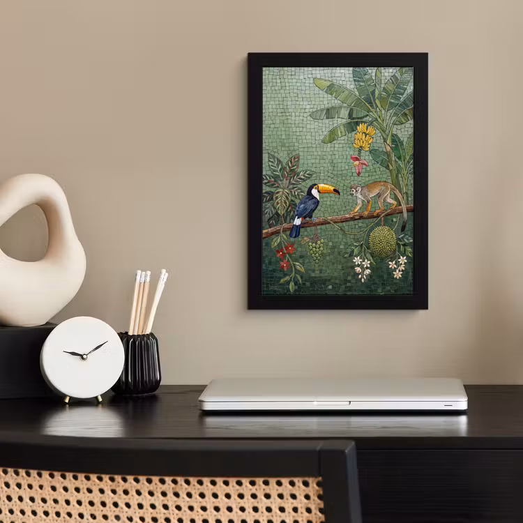Vogel - Dier - Jungle - Mozaïek - Natuur fotolijst zwart zonder passe partout klein -sfeer1