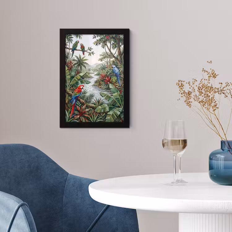 Vogel - Jungle - Natuur - Mozaïek - Groen fotolijst zwart zonder passe partout klein -sfeer4