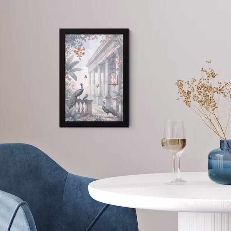 Vogel - Pauw - Architectuur - Klassiek - Groen fotolijst zwart zonder passe partout klein -sfeer4