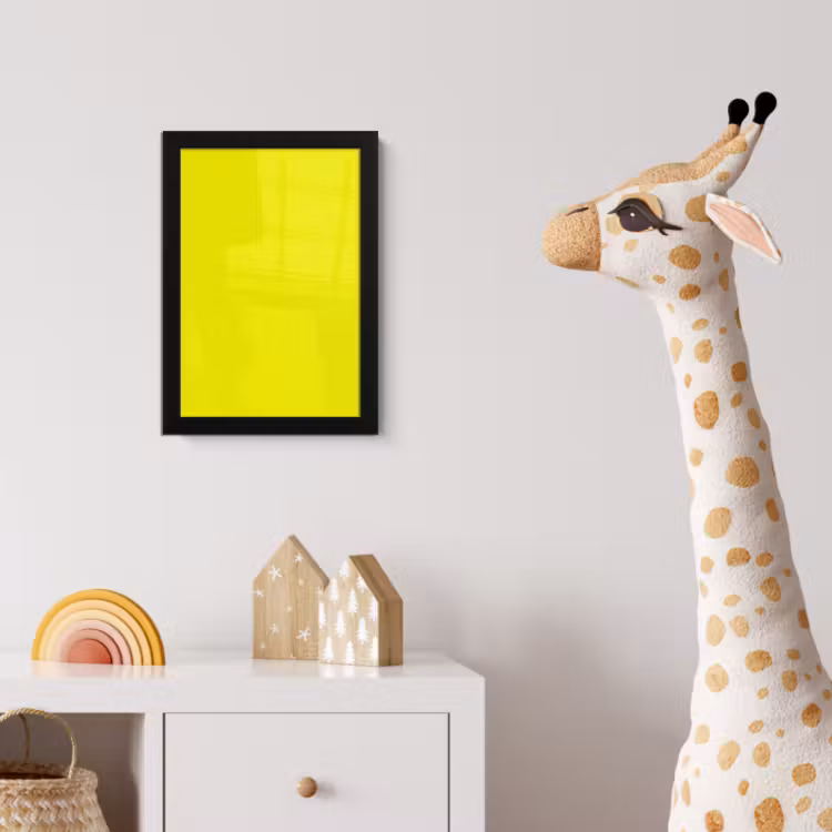 Bright - Canary - Geel fotolijst zwart zonder passe partout klein 224 -usfeer4_kinderkamer