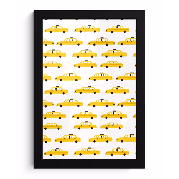 Taxi - Iconisch - Geel fotolijst zwart zonder passe partout klein 224 -3d