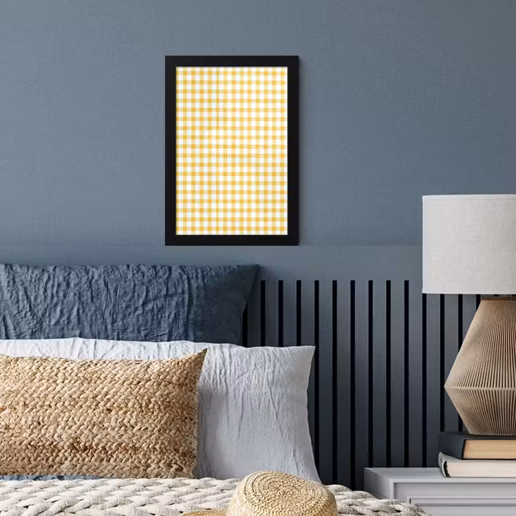 Ruit - Gingham - Klassiek - Geel en Wit fotolijst zwart zonder passe partout klein 224 -sfeer3